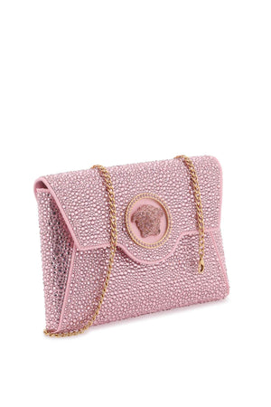 VERSACE Sparkling Silver Satin Envelope Clutch with Iconic Medusa - SS24