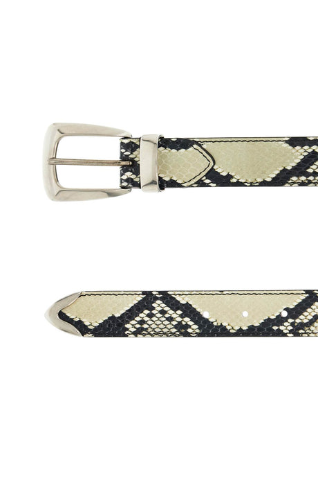 KHAITE Python Print Leather Belt with Silver Buckle - Size 85