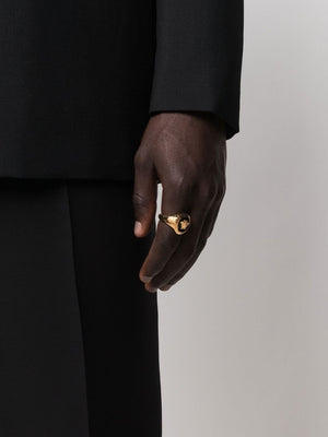 男士金色美杜莎浮雕戒指 - 至尊意大利时尚