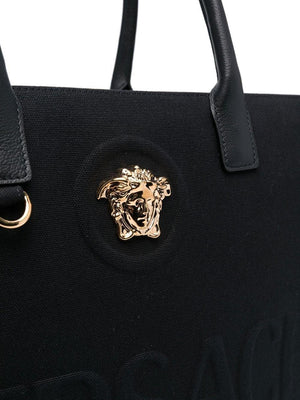 VERSACE The Medusa Cotton Canvas Tote with Gold Accents