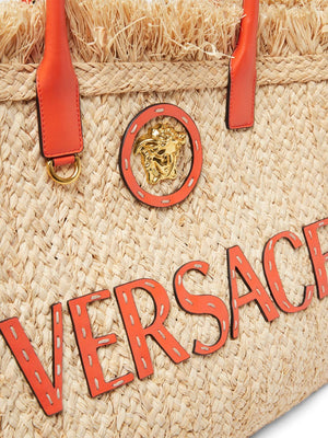 VERSACE Chic Natural Straw Tote Bag