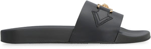 VERSACE GOLD-EMBELLISHED SLIDE SANDALS FOR MEN