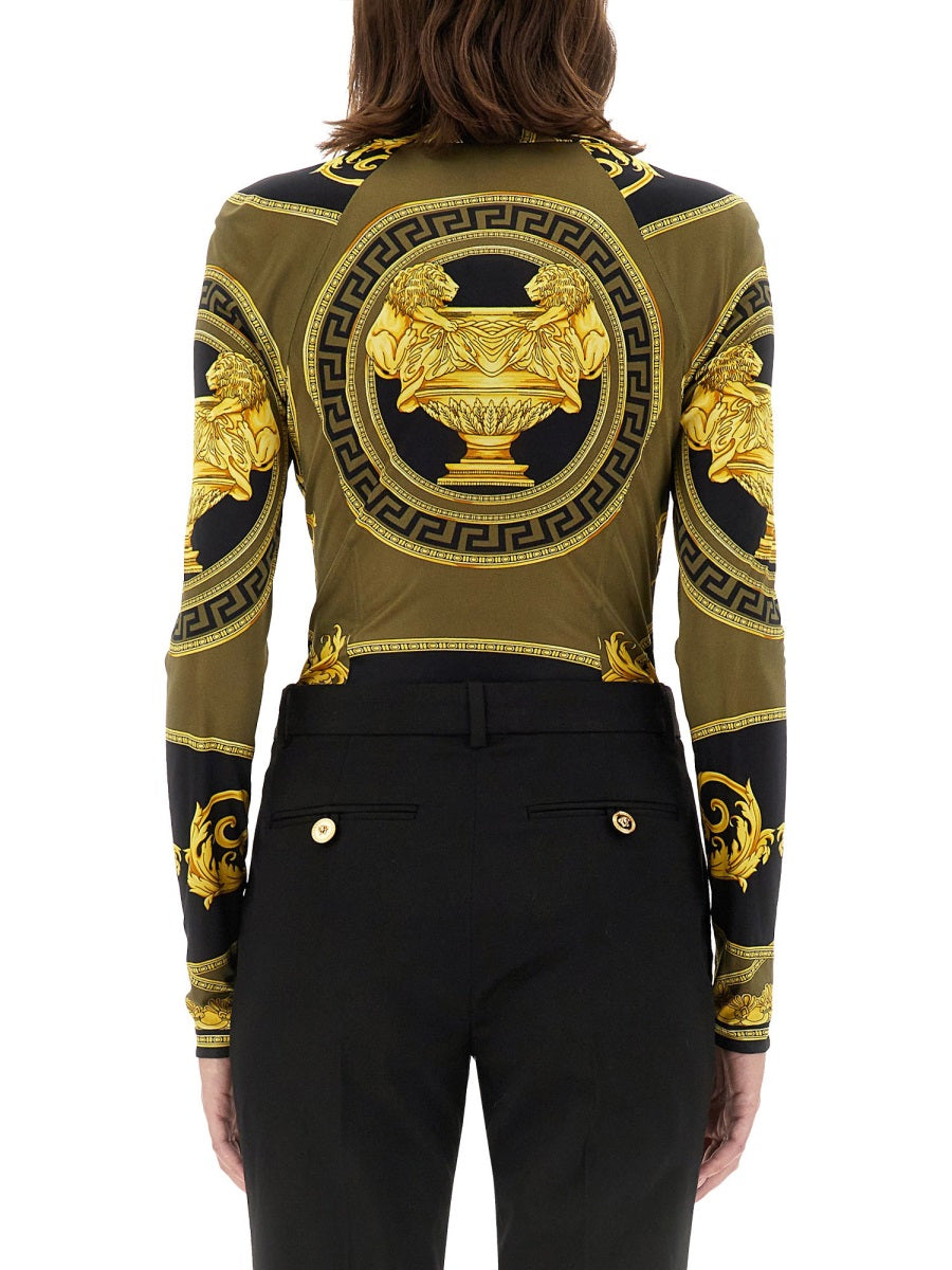 VERSACE Slim Fit Baroque Print Bodysuit - Size 38 IT