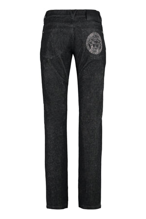 VERSACE Men's Black 5-Pocket Slim Fit Jeans for Spring/Summer '24