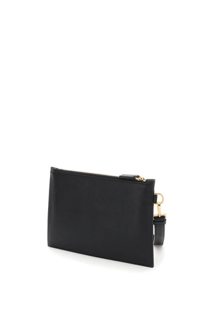VERSACE Sophisticated Black Leather Clutch for the Modern Gentleman
