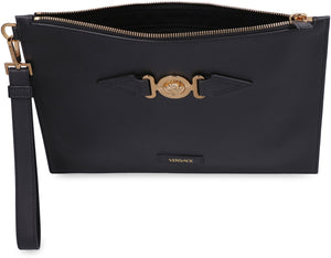 VERSACE Men's Black Leather Medusa Clutch from SS24 Collection