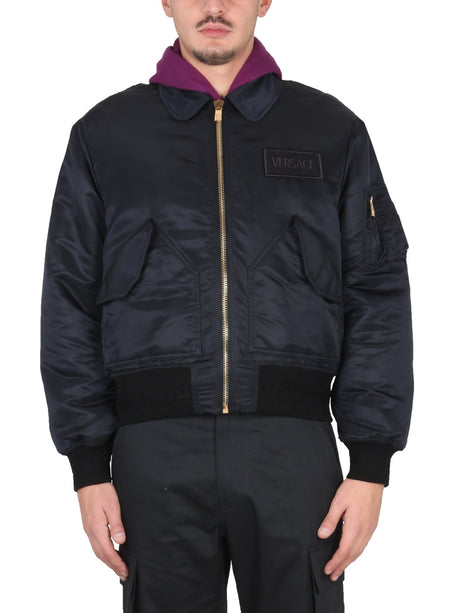 VERSACE Men's Stylish Bomber Jacket with Applied Logo - FW22 Collection