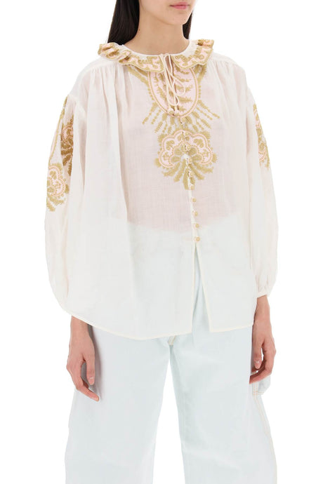 Áo Blouse Nữ Thêu Tơ Ramie