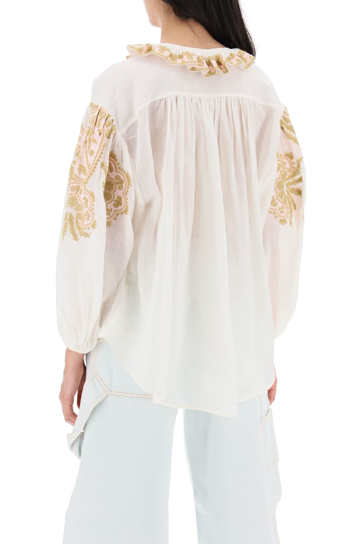 Áo Blouse Nữ Thêu Tơ Ramie