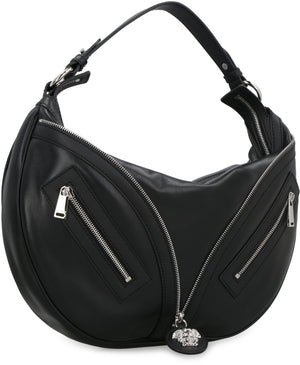 VERSACE Black Leather Hobo Handbag for Women - SS23 Collection