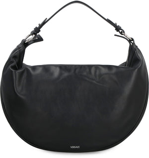 VERSACE Black Leather Hobo Handbag for Women - SS23 Collection