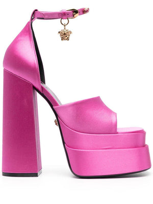 Fuchsia Satin Platform Sandal for Women