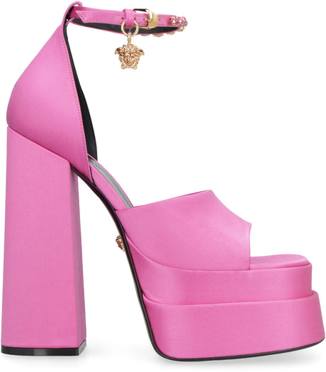 VERSACE Luxurious Satin Sandals with Rhinestone Details for Women