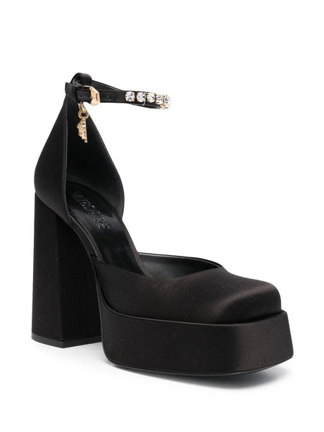 VERSACE Black Rhinestone Platform Pumps for Women