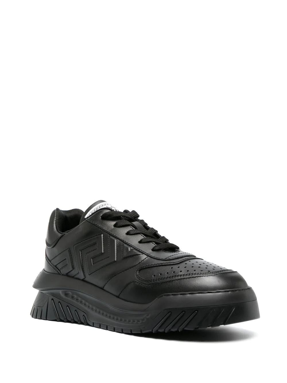 Black Leather Low-Top Sneakers for Men