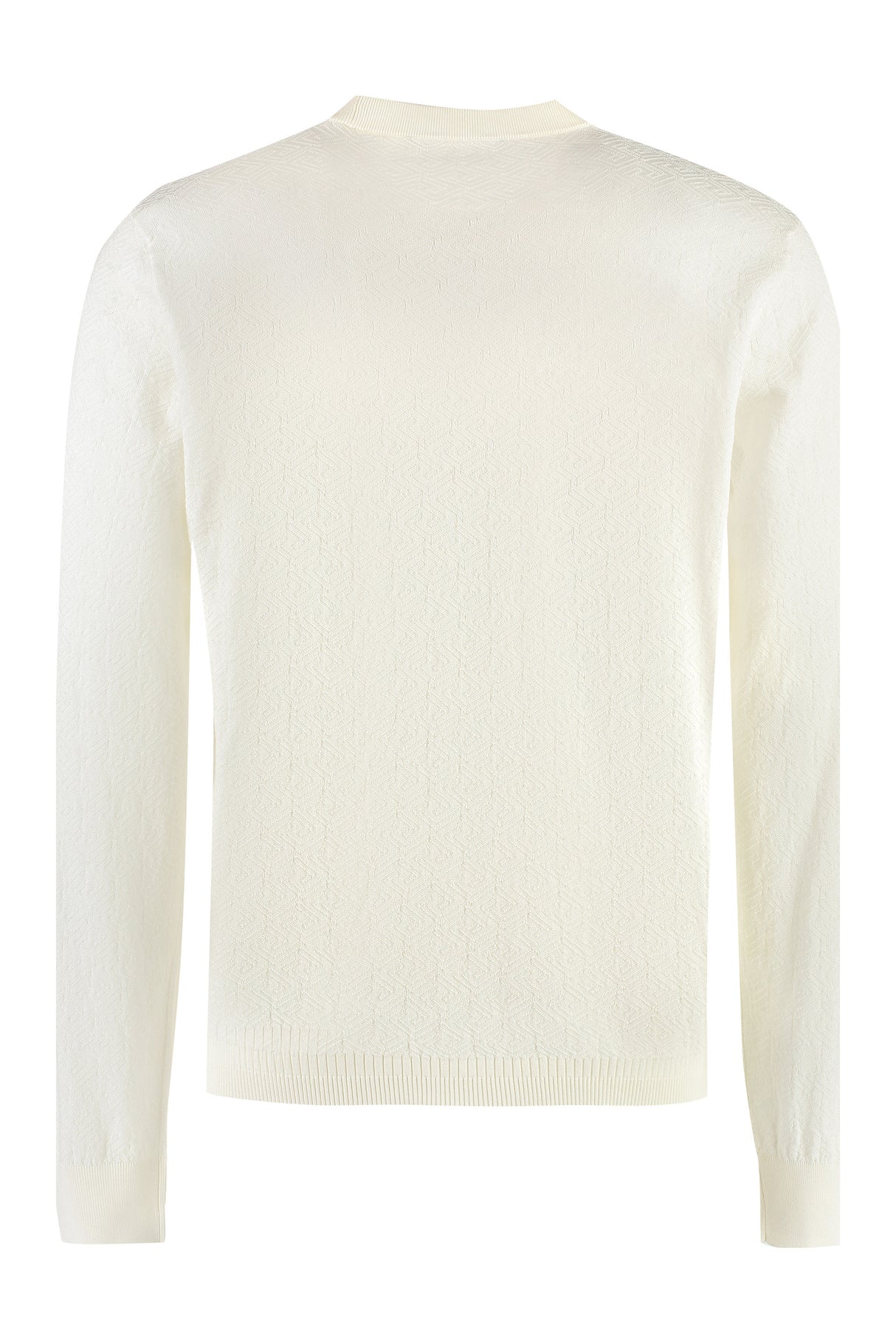 VERSACE Men's Long Sleeve Ivory Cotton Blend T-Shirt for FW23