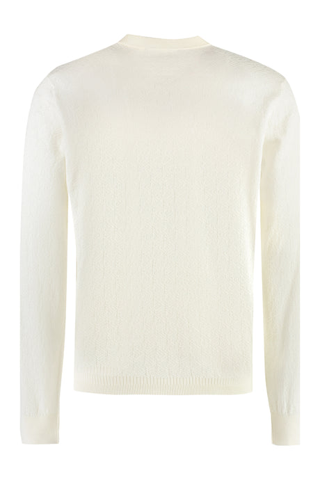 VERSACE Men's Long Sleeve Ivory Cotton Blend T-Shirt for FW23