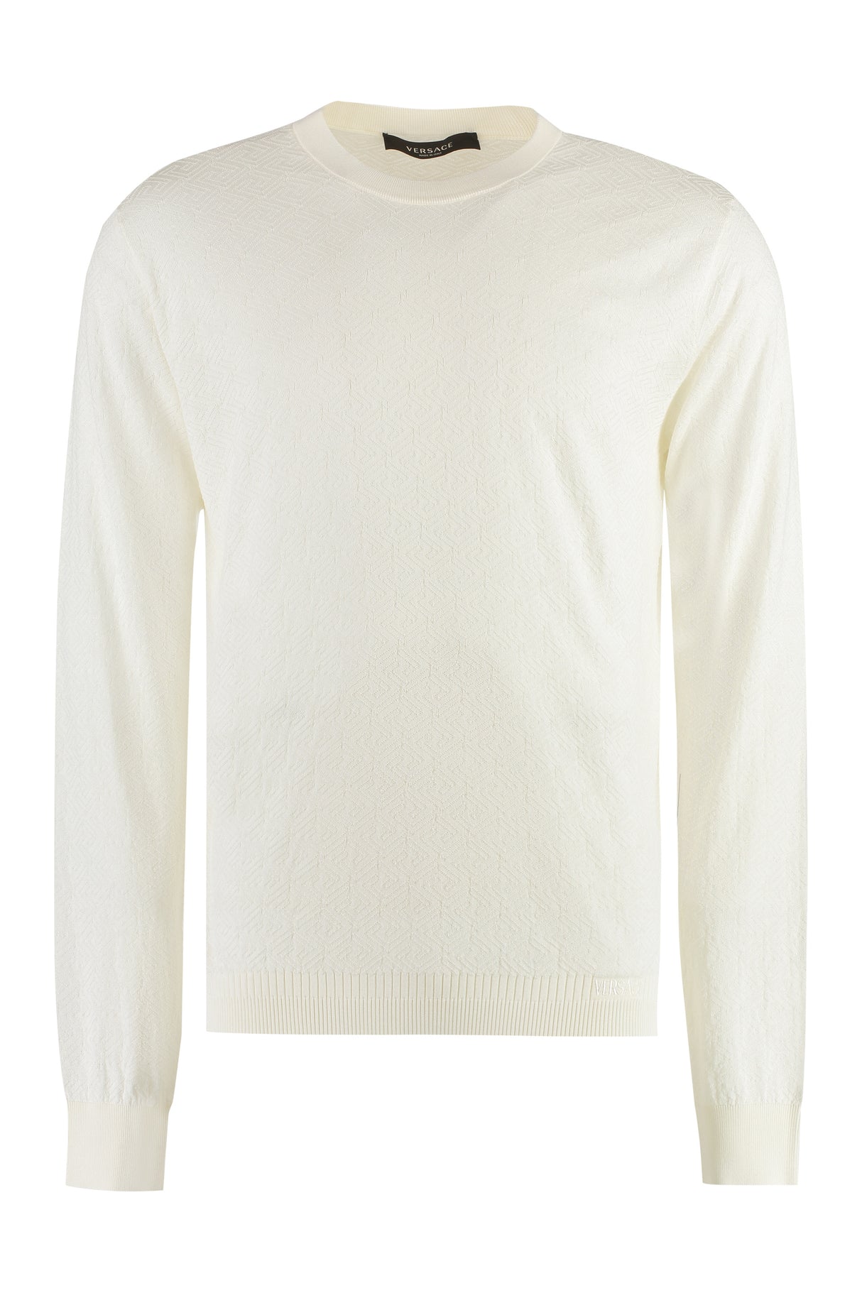 Men's Ivory Long Sleeve Silk-Blend T-Shirt