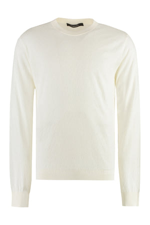 VERSACE Men's Long Sleeve Ivory Cotton Blend T-Shirt for FW23