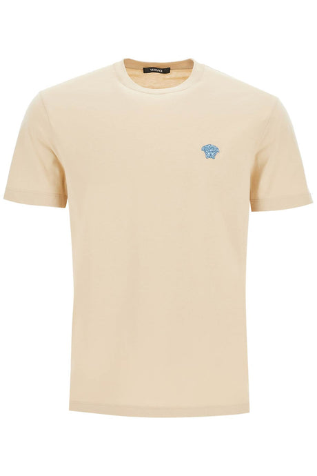 VERSACE Medusa Icon Embroidered Beige Tee - Size L