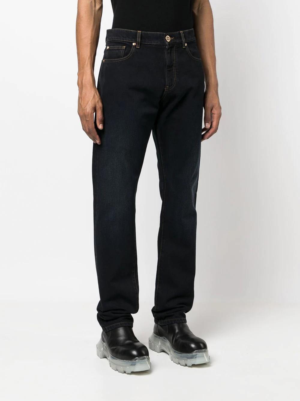 VERSACE Blue Contrast Stitch Denim Pants for Men - SS23 Collection