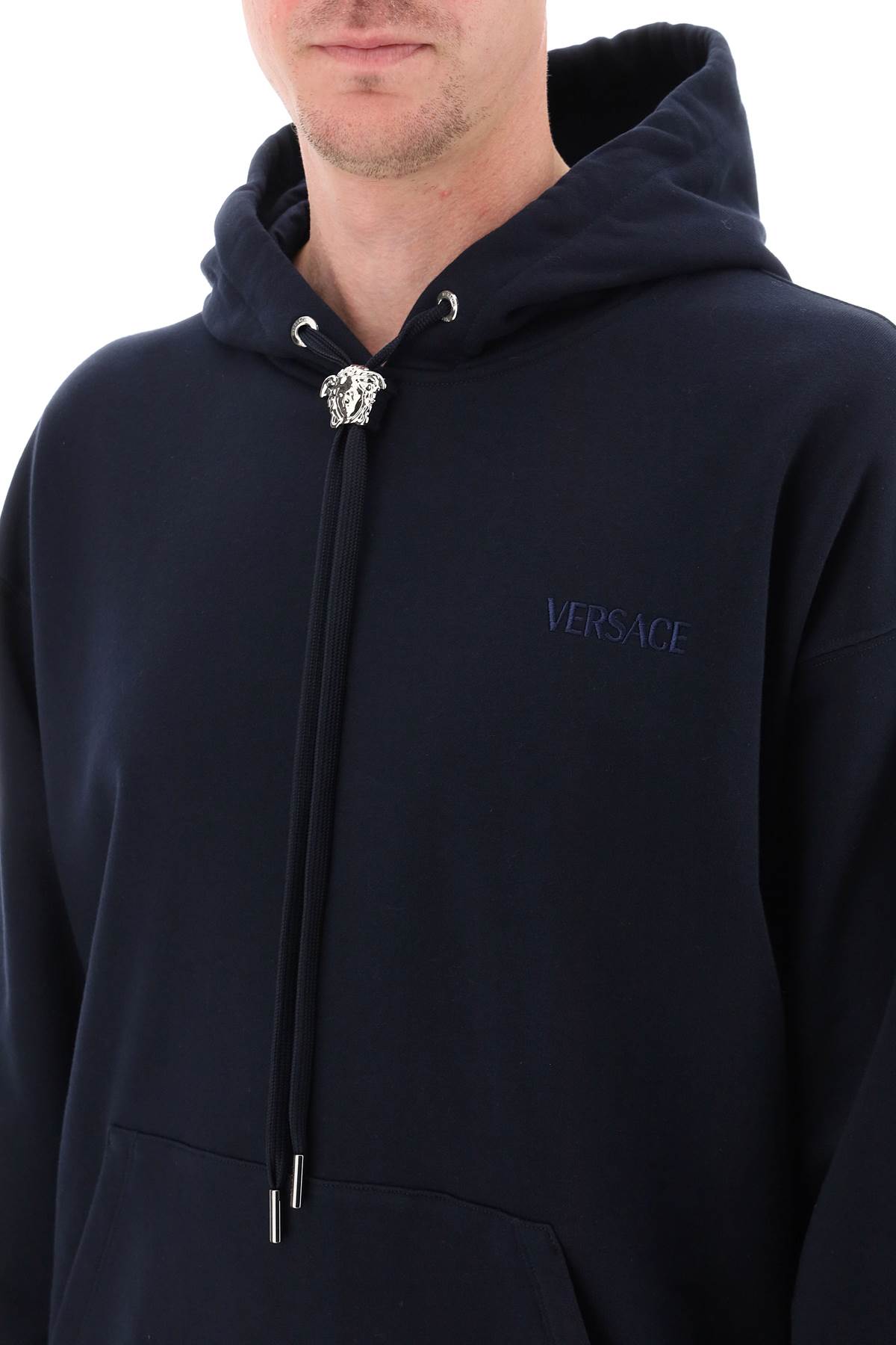 Ribbed Cotton Hoodie for Men - Deep Navy