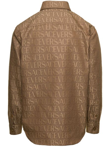 VERSACE Brown Jacquard Overshirt for Men