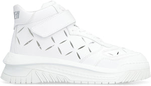 White Leather High-Top Sneakers for Men: SS23 Collection