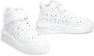 White Leather High-Top Sneakers for Men: SS23 Collection