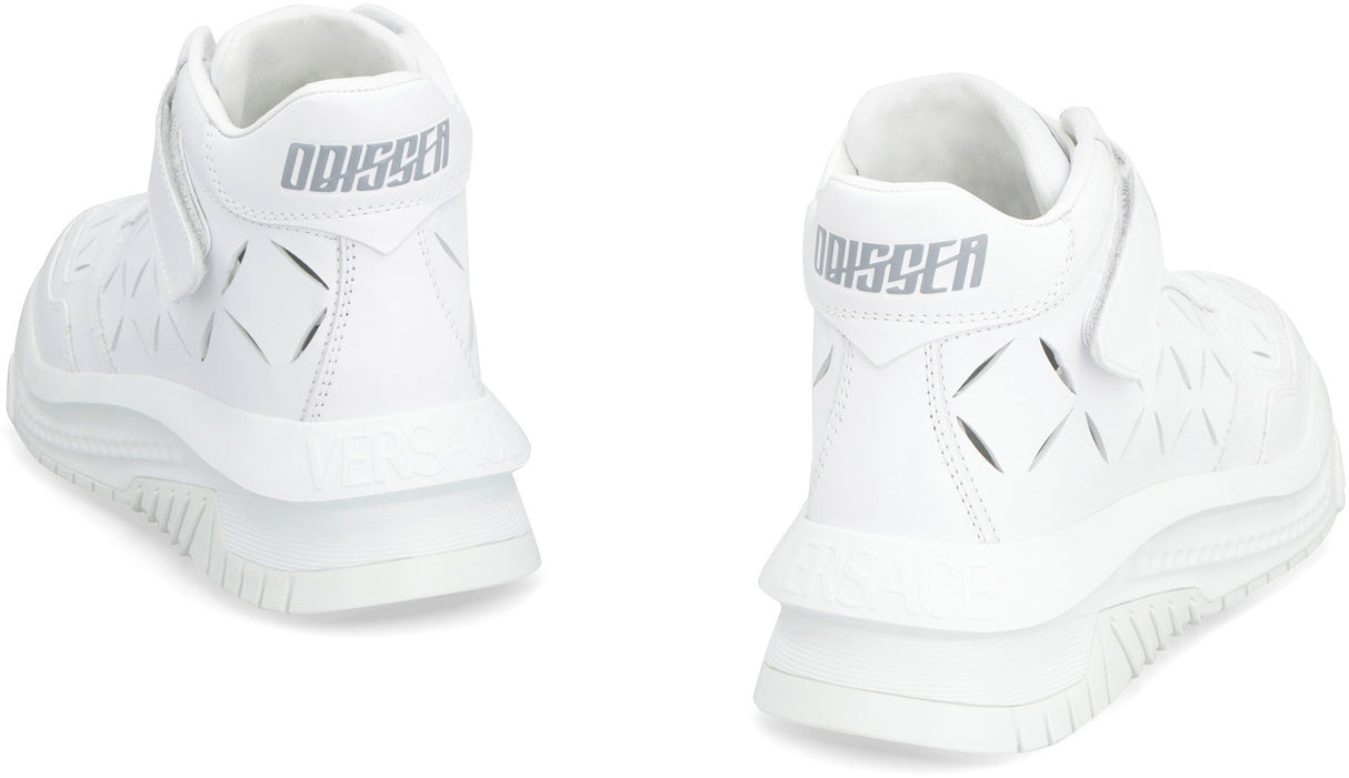 White Leather High-Top Sneakers for Men: SS23 Collection