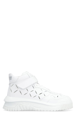 White Leather High-Top Sneakers for Men: SS23 Collection