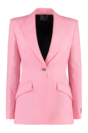 VERSACE Pink Single-Breasted Blazer for Women in Virgin Wool - FW23