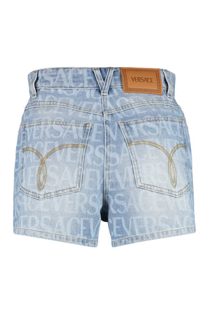 Blue Logo Print Denim Shorts - SS23 Collection