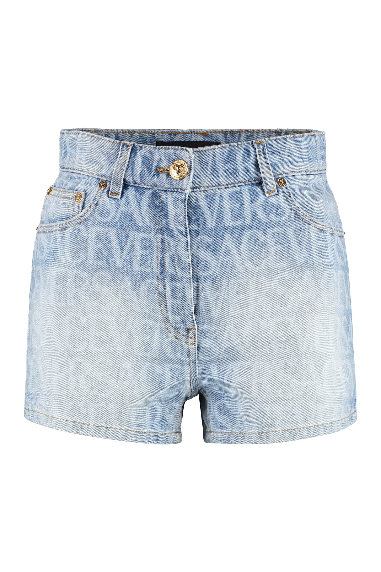 Blue Logo Print Denim Shorts - SS23 Collection