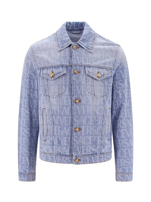 VERSACE Blue Allover Denim Jacket for Men - FW23