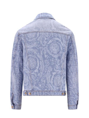 VERSACE Blue Allover Denim Jacket for Men - FW23