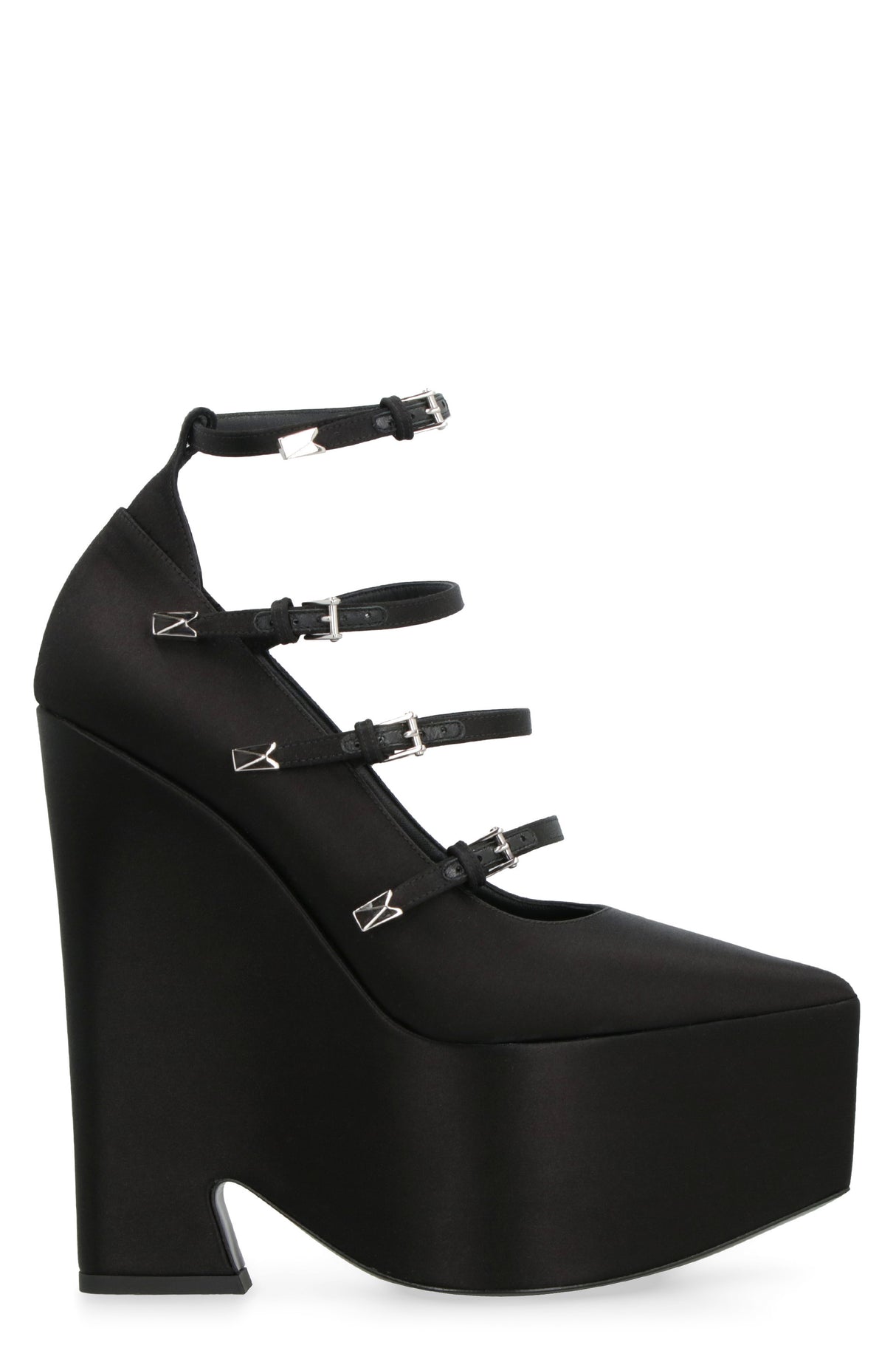 VERSACE Sleek and Elegant Black Satin Platform Pumps for Women