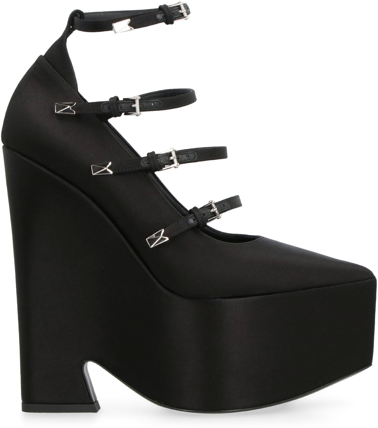 VERSACE Sleek and Elegant Black Satin Platform Pumps for Women