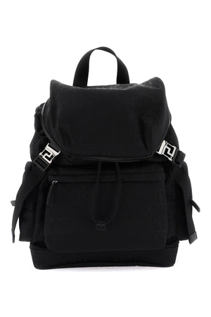 VERSACE Men's Black Allover Neo Nylon Backpack for FW24