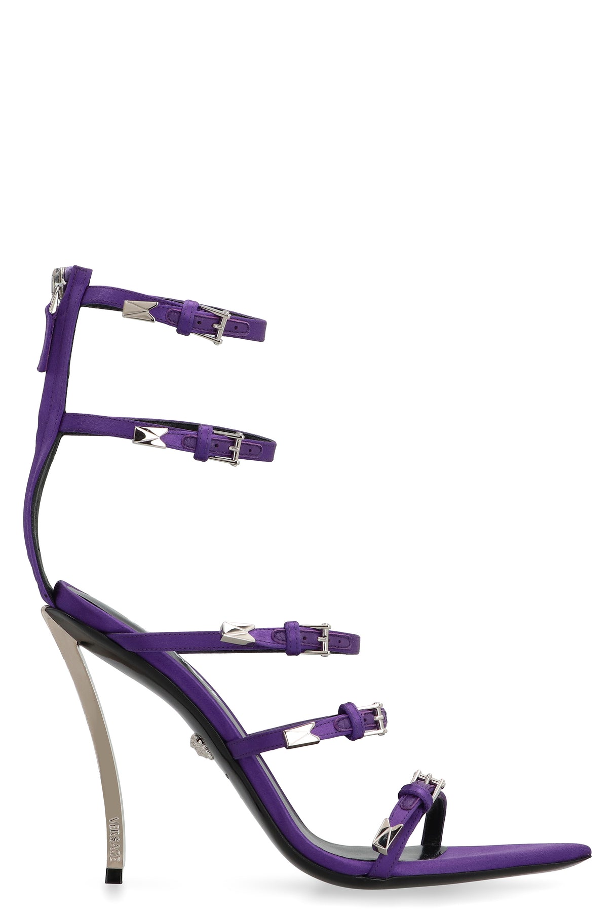 VERSACE Elegant Heeled Sandals with Mirror Effect Stiletto