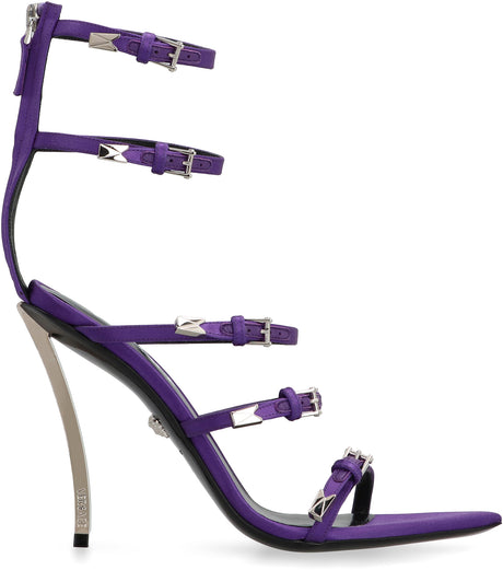 VERSACE Elegant Heeled Sandals with Mirror Effect Stiletto