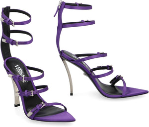 VERSACE Elegant Heeled Sandals with Mirror Effect Stiletto