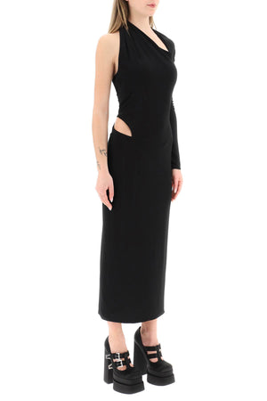 VERSACE Black Asymmetrical Cut-Out Long Dress for Women - SS23 Collection