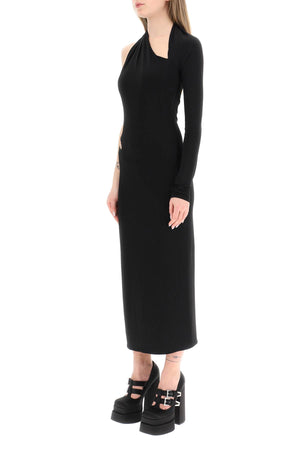 VERSACE Black Asymmetrical Cut-Out Long Dress for Women - SS23 Collection