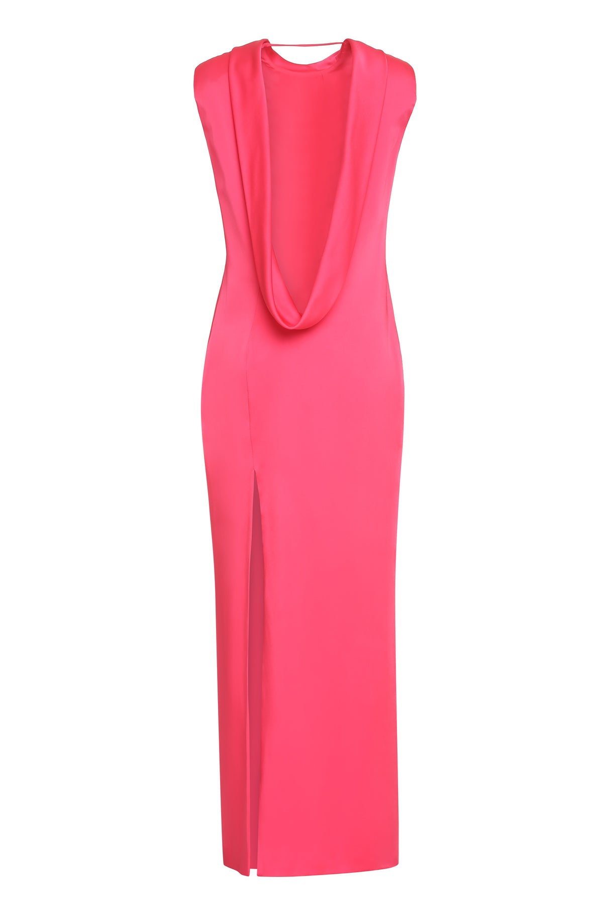 Fuchsia Sheath Dress with Wide Back Slit for Women