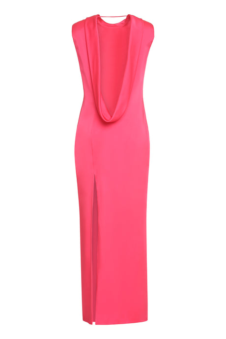 Fuchsia Sheath Dress with Wide Back Slit for Women