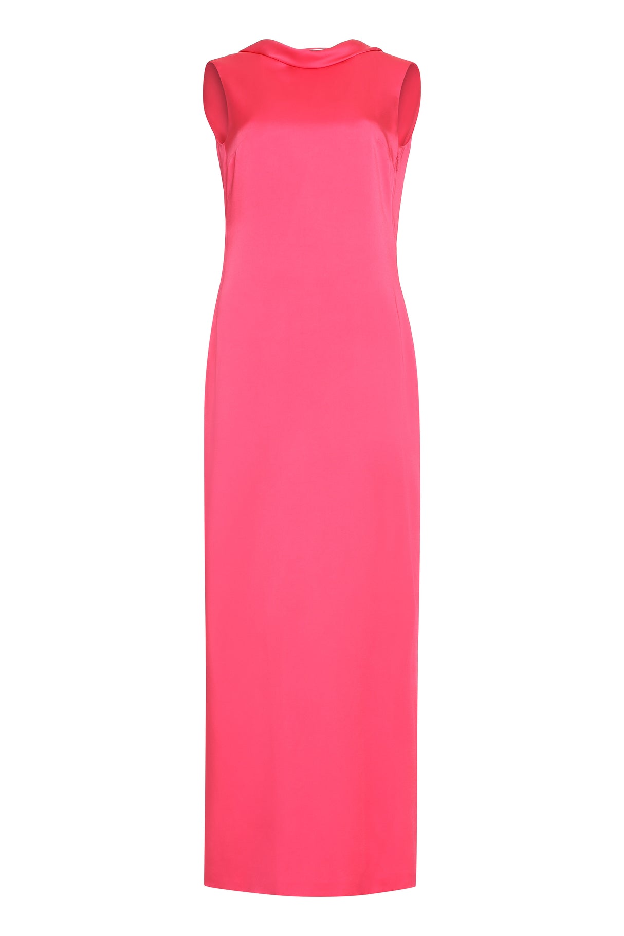 Fuchsia Sheath Dress with Wide Back Slit for Women