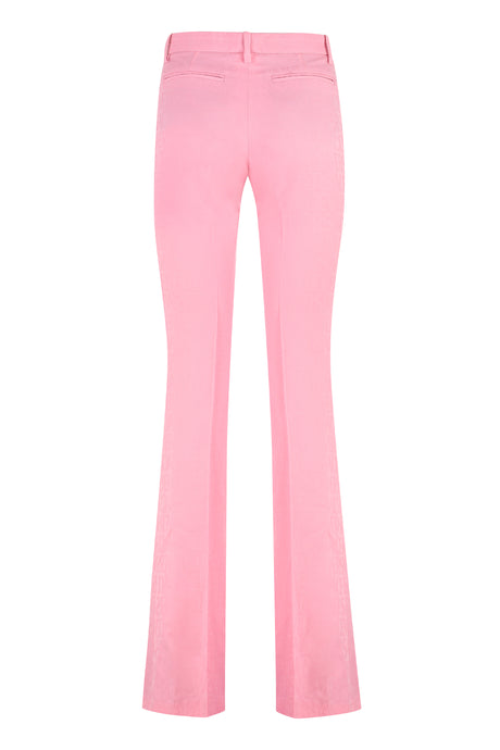 Flared Pink Wool Trousers for Women - Bộ sưu tập FW23