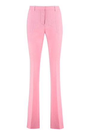 Flared Pink Wool Trousers For Women - مجموعة FW23