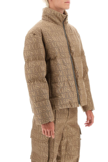 男士高領羽絨外套，Versace全麻花紋